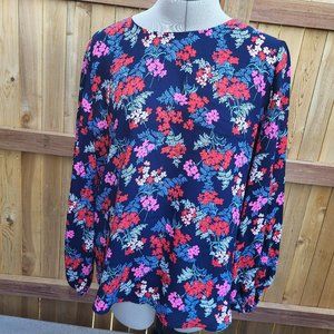 LOFT OUTLET women's navy floral top MEDIUM